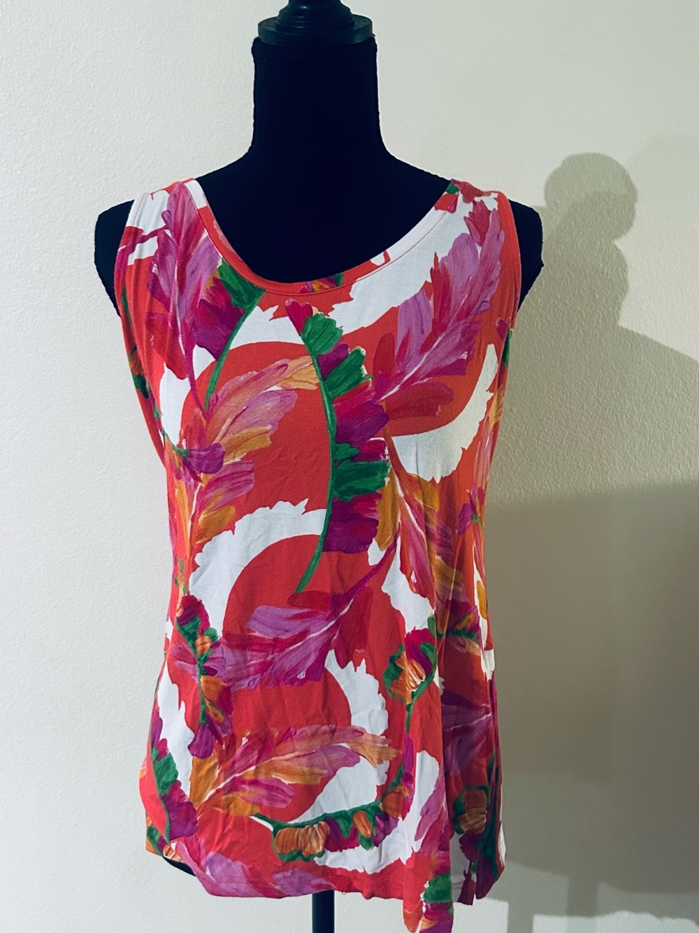 Chico's Red Floral-Print Sleeveless Tank